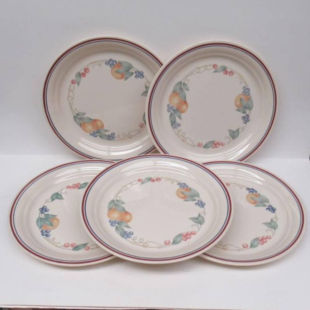 5-Corning Corelle ABUNDANCE 8 1/2 Inch Indented Ridge Luncheon Plates